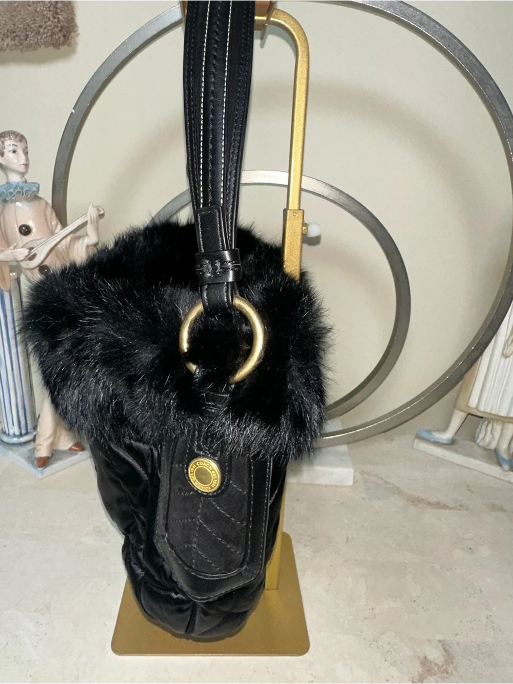 Coach Rabbit Fur Trim Hobo Bag - Women - Picture 3 of 10
